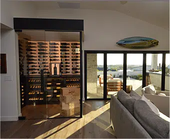 contemporary custom home wine cellar